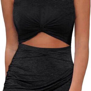 Women Summer Mini Dress Stretchy Ruched Bodycon Party Club Beach
